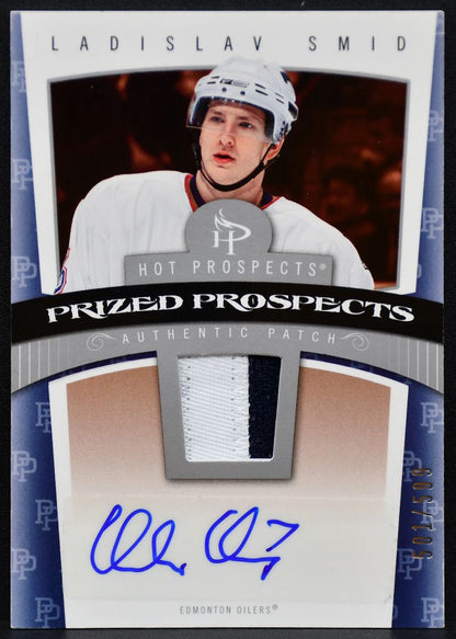 2006-07 Fleer Hot Prospects Ladislav Smid 114 Edmonton Oilers RC Auto Patch 2834