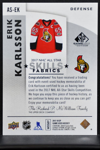 2017-18 SP Game Used 2017 NHL All-Star Skills Fabrics Karlsson Jersey 7283
