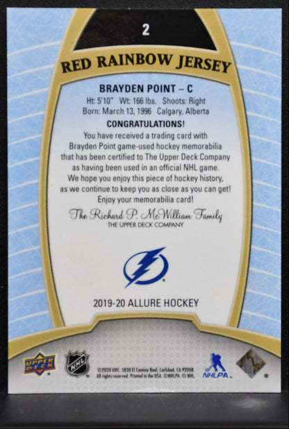 2019-20 Upper Deck Allure Red Rainbow Jersey Brayden Point Lightning Jersey 2479