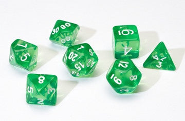 Sirius Dice Translucent Green Resin 7-die Set