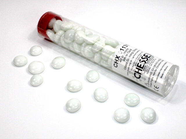 Glass Stones White - Qty 40 / 5.5 inches Tube Chessex (CHX01131)