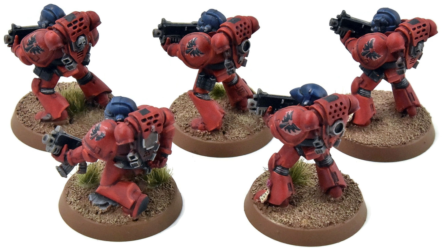 BLOOD ANGELS 5 Tactical Marines #1 WELL PAINTED Warhammer 40K