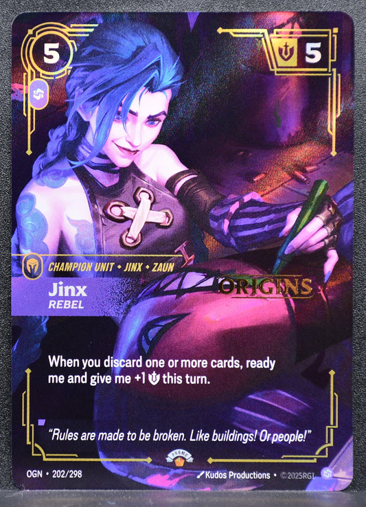 Riftbound Jinx, Rebel 202/298 Origins Stamped Promo Foil NM #2