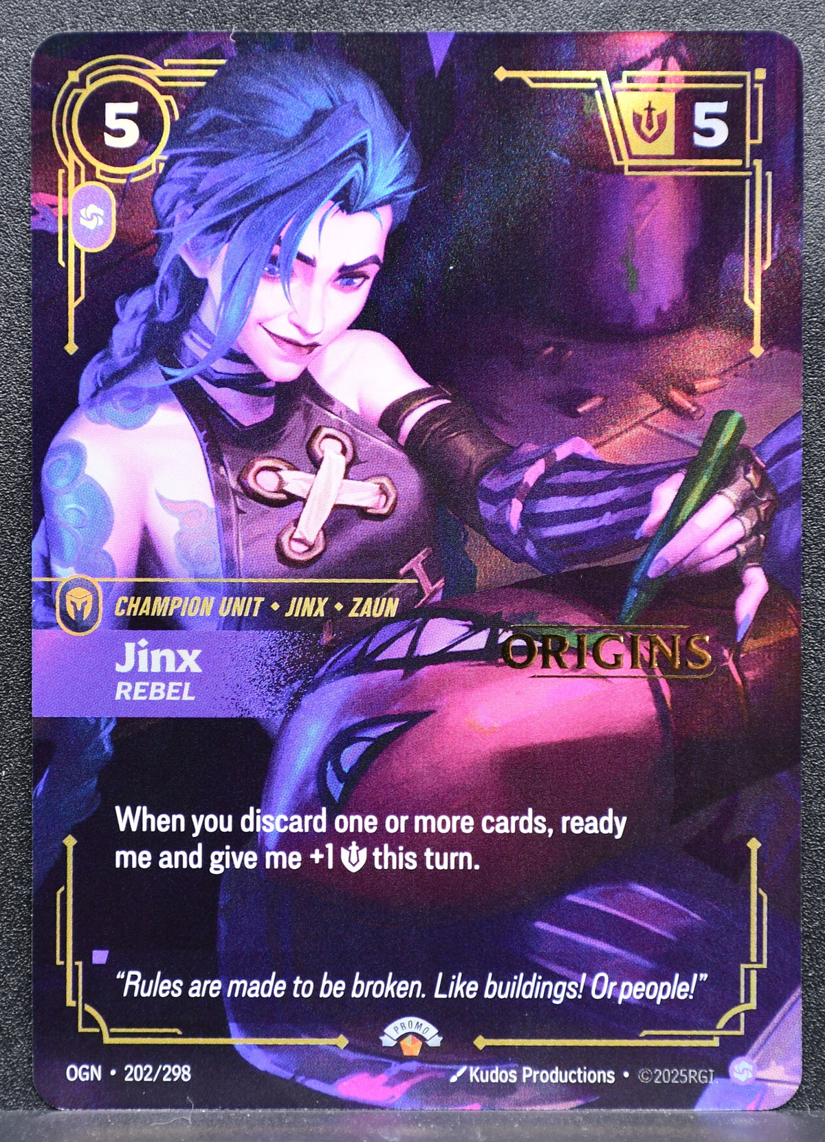 Riftbound Jinx, Rebel 202/298 Origins Stamped Promo Foil NM #3