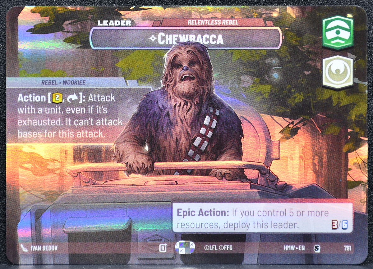 Star Wars Unlimited Chewbacca Relentless Rebel 791 Homeworlds Showcase NM