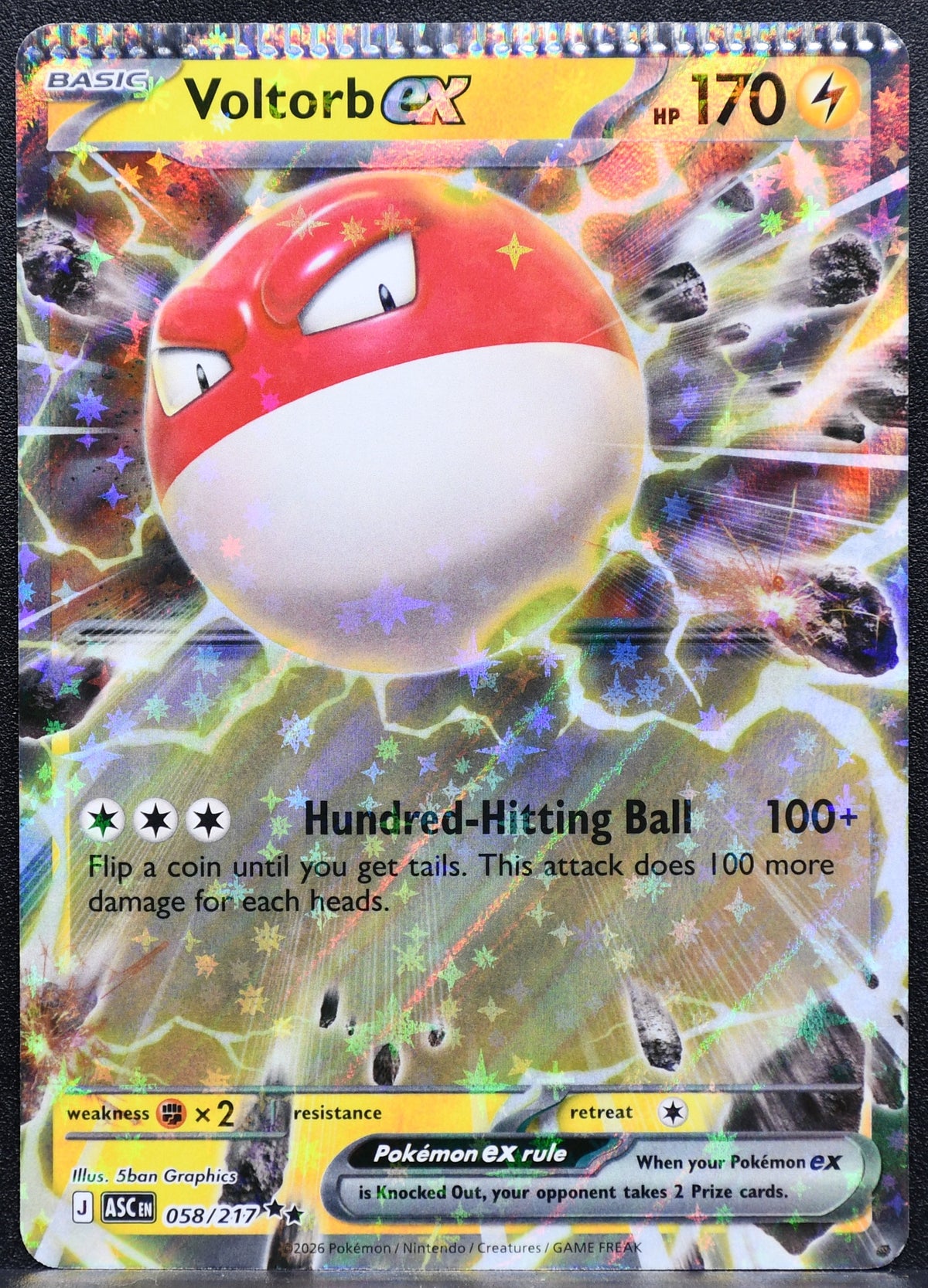 Pokemon TCG Voltorb ex 058/217 Ascended Heroes Error Crimped