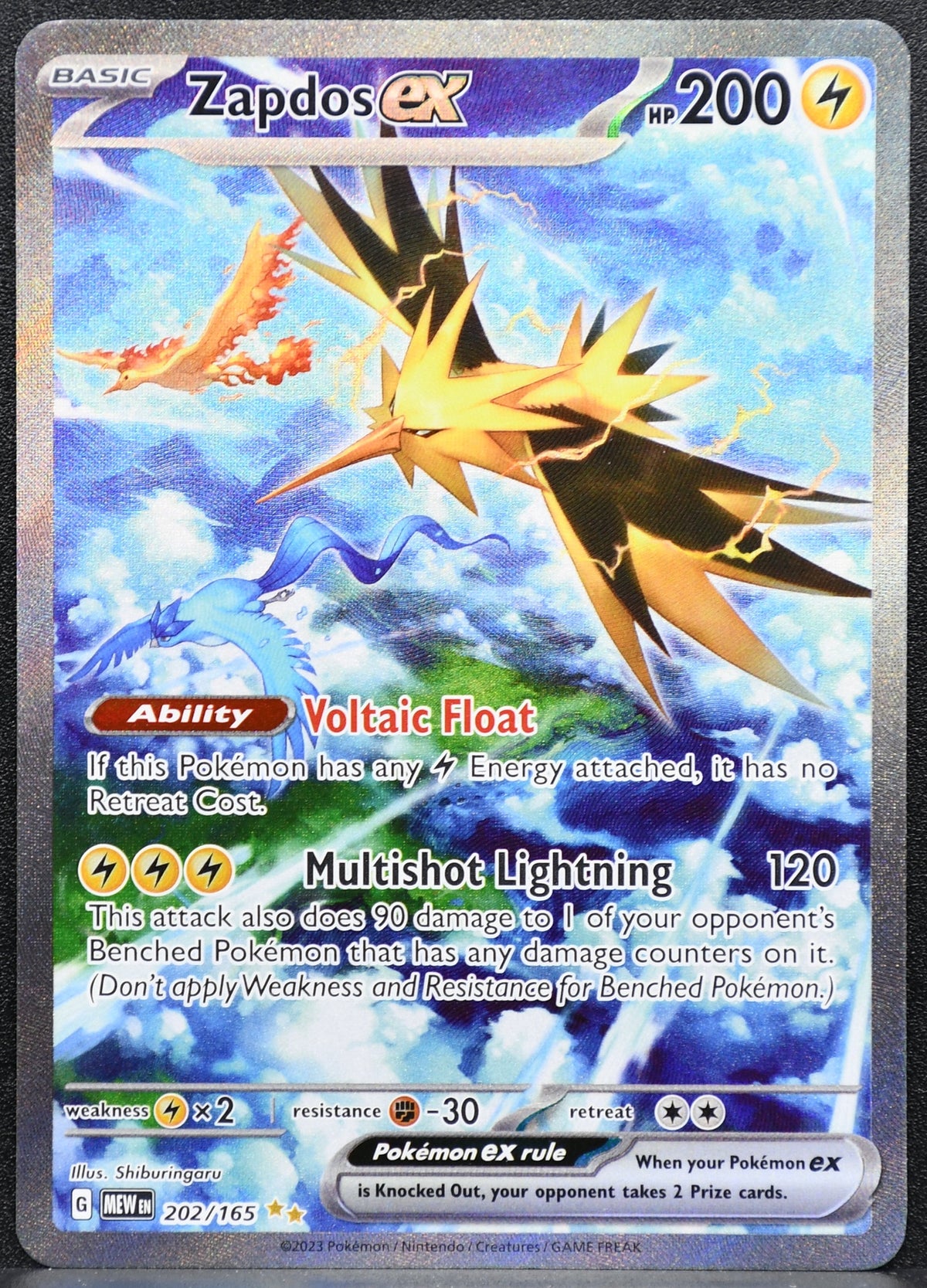 Pokemon TCG Zapdos ex 202/165 151 Full Art LP