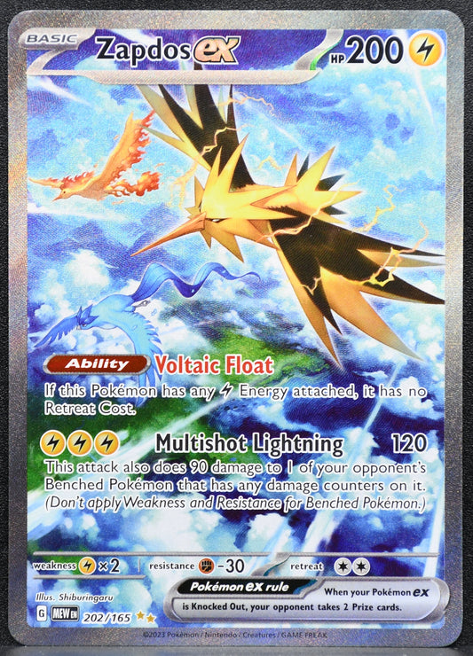Pokemon TCG Zapdos ex 202/165 151 Full Art LP