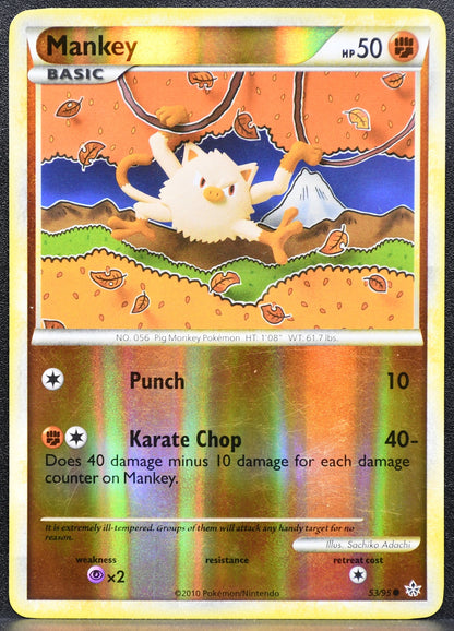 Pokemon TCG Mankey 53/95 HGSS Unleashed Reverse Holo LP