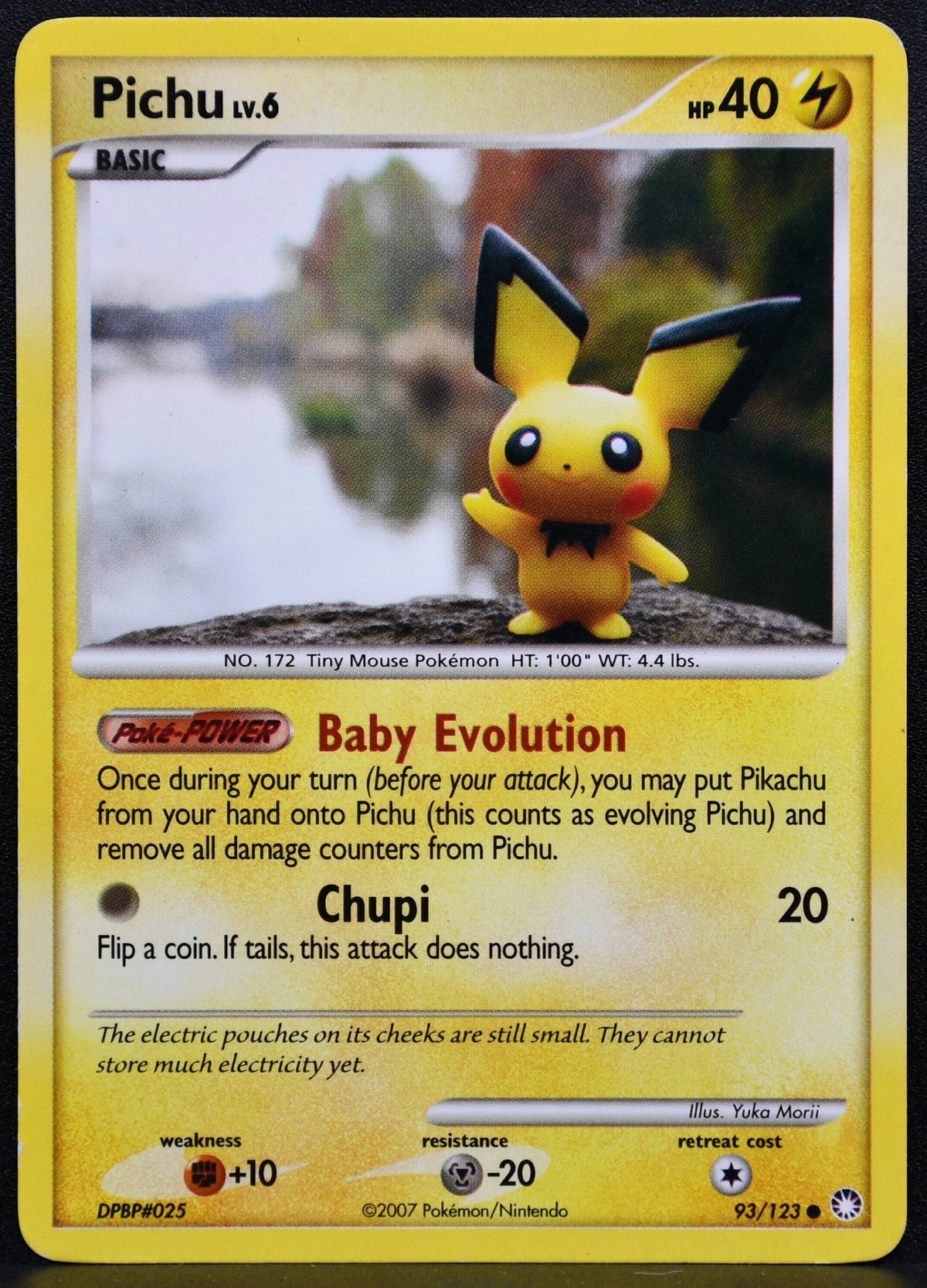 Pokemon TCG Pichu Lv.6 93/123 Mysterious Treasures Regular Damaged
