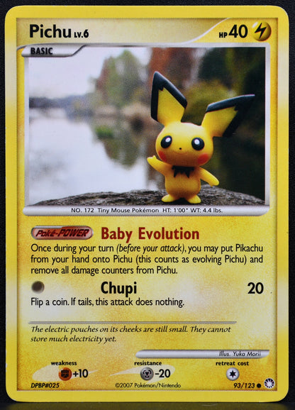 Pokemon TCG Pichu Lv.6 93/123 Mysterious Treasures Regular Damaged