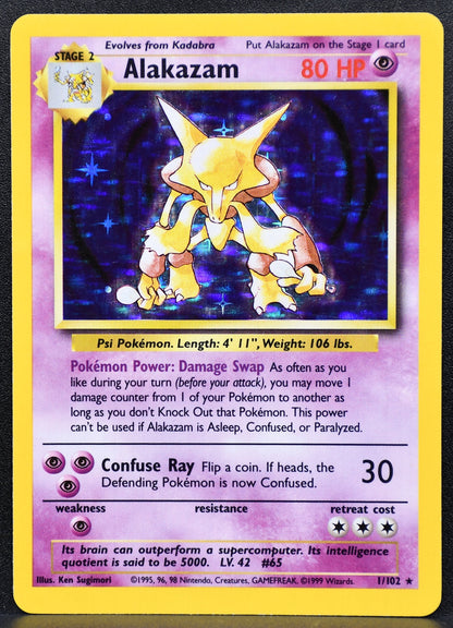 Pokemon TCG Alakazam 1/102 Base Set Holofoil MP