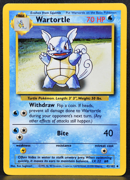 Pokemon TCG Wartortle 42/102 Base Set Regular MP #1