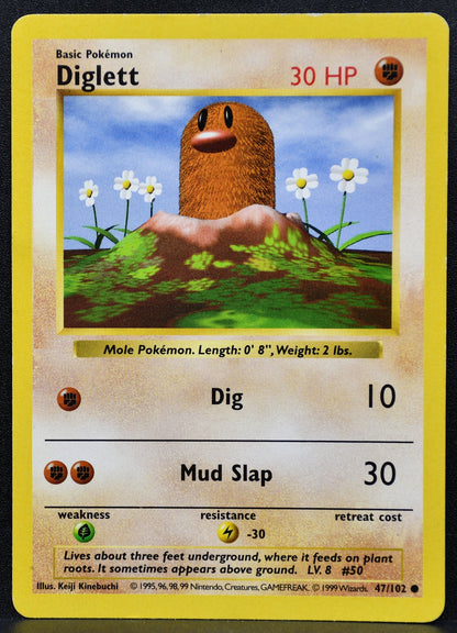 Pokemon TCG Diglett 47/102 Base Set Shadowless Damaged