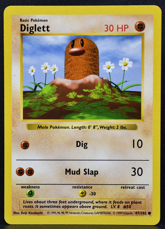 Pokemon TCG Diglett 47/102 Base Set Shadowless LP