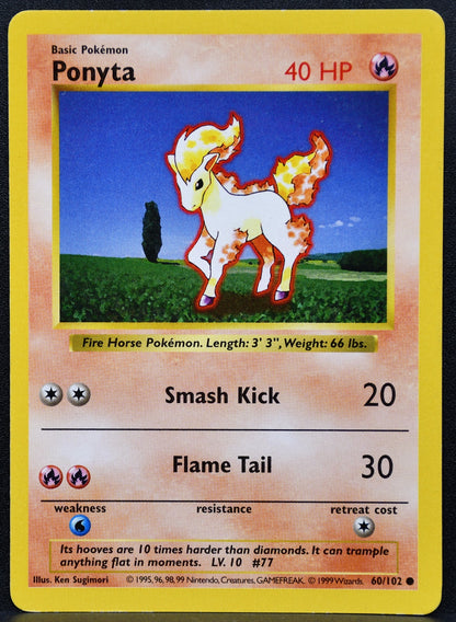 Pokemon TCG Ponyta 60/102 Base Set Shadowless LP