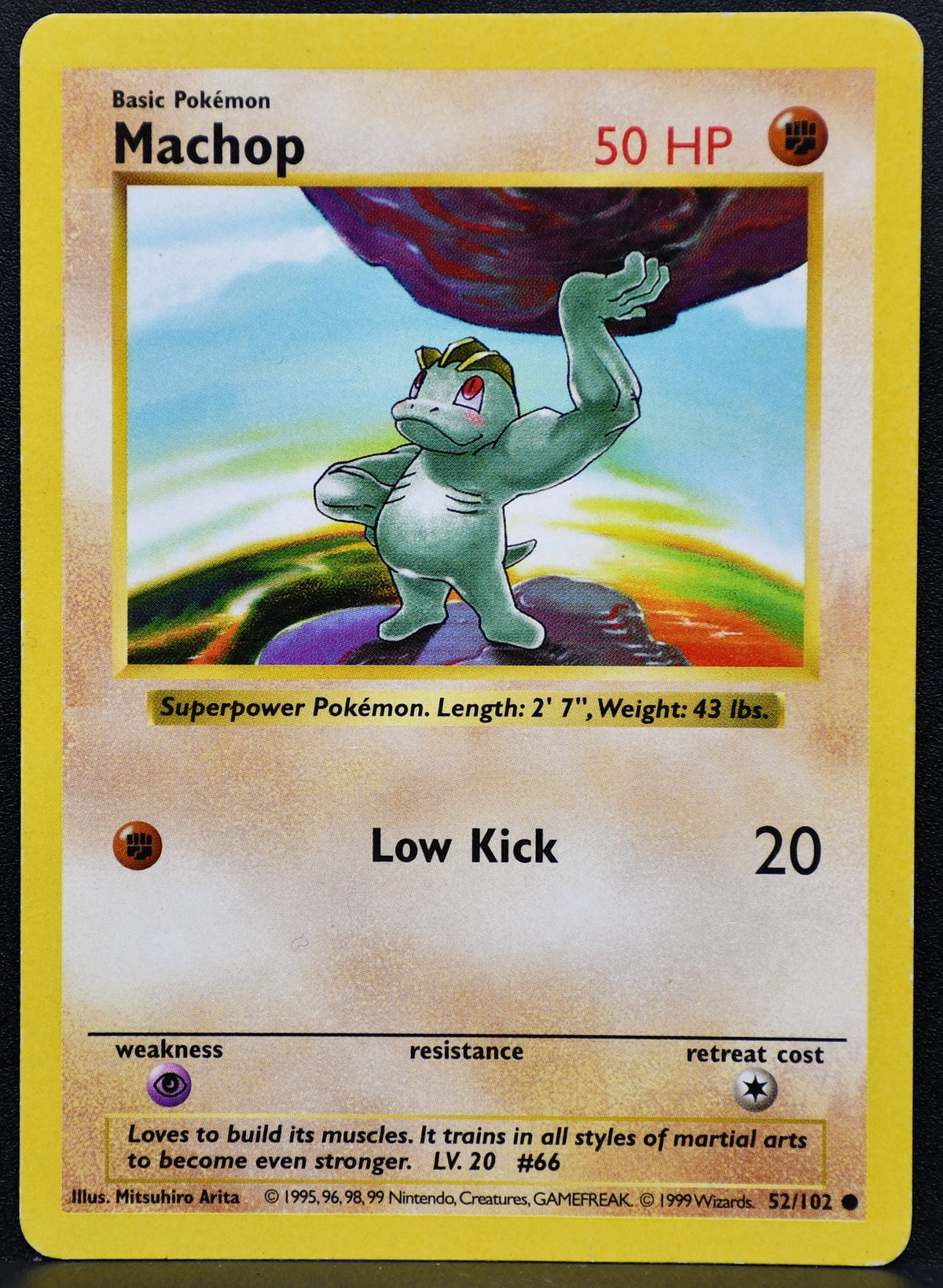 Pokemon TCG Machop 52/102 Base Set Shadowless Damaged