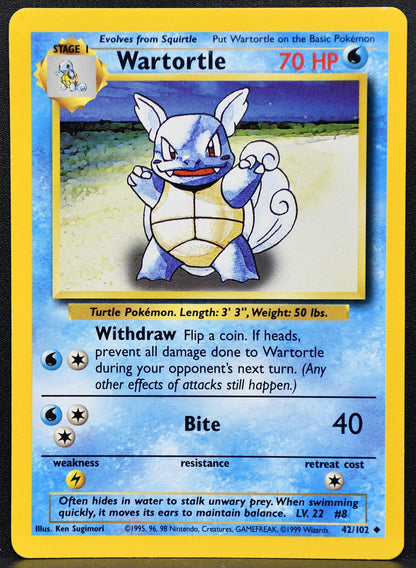 Pokemon TCG Wartortle 42/102 Base Set Regular LP