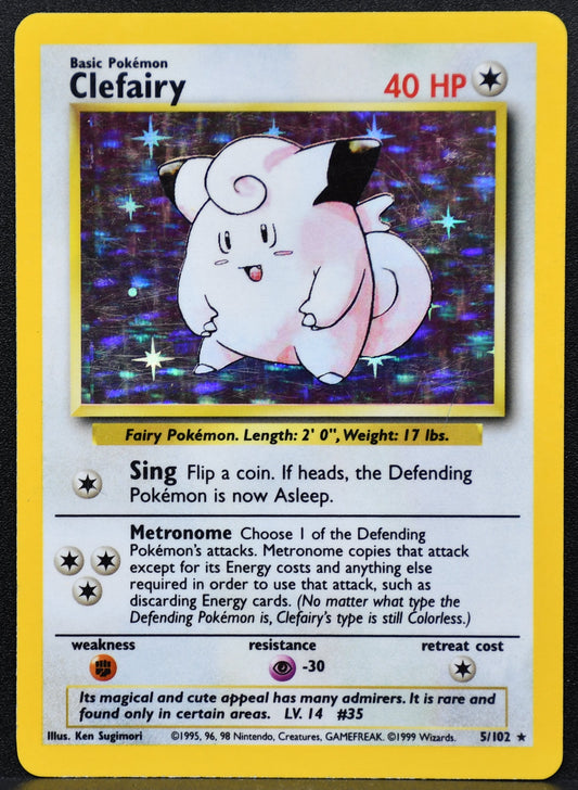 Pokemon TCG Clefairy 5/102 Base Set Holofoil MP