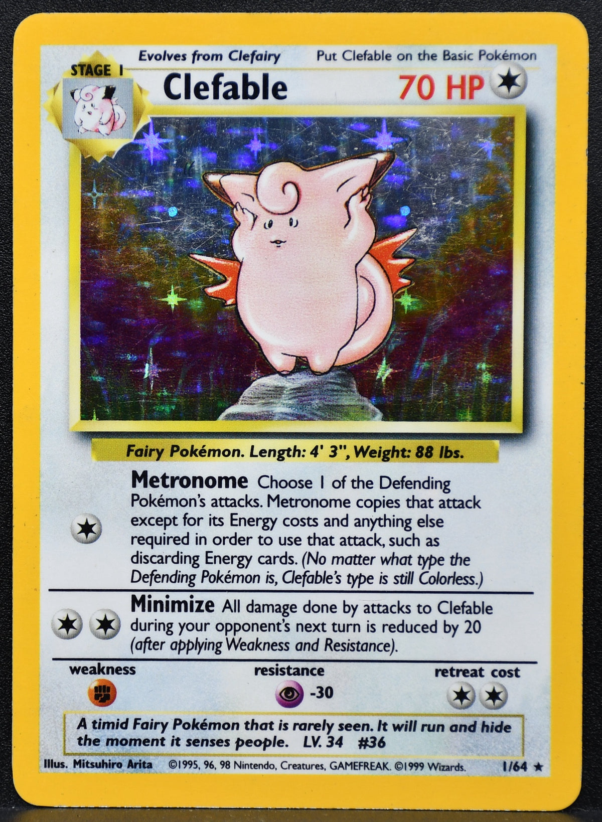 Pokemon TCG Clefable 1/64 Base Set Holofoil HP