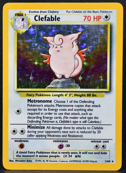 Pokemon TCG Clefable 1/64 Base Set Holofoil HP