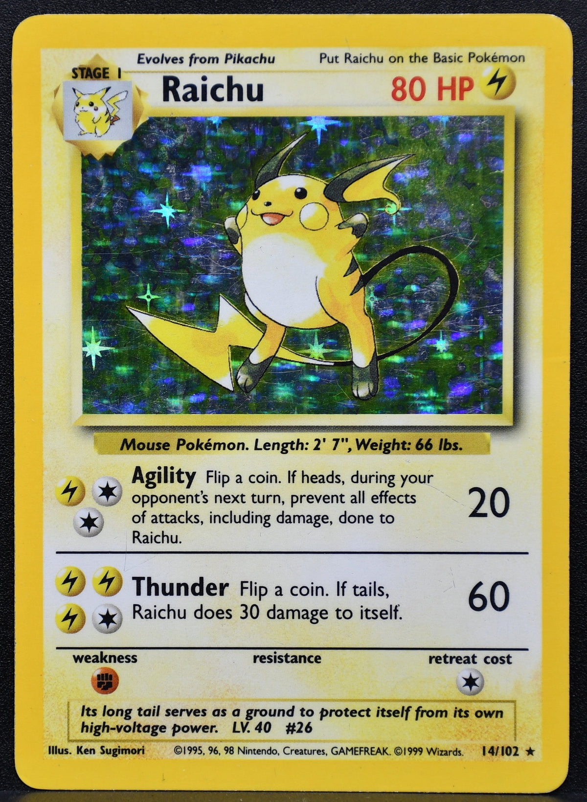 Pokemon TCG Raichu 14/102 Base Set Holofoil HP