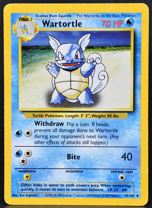 Pokemon TCG Wartortle 42/102 Base Set Regular MP