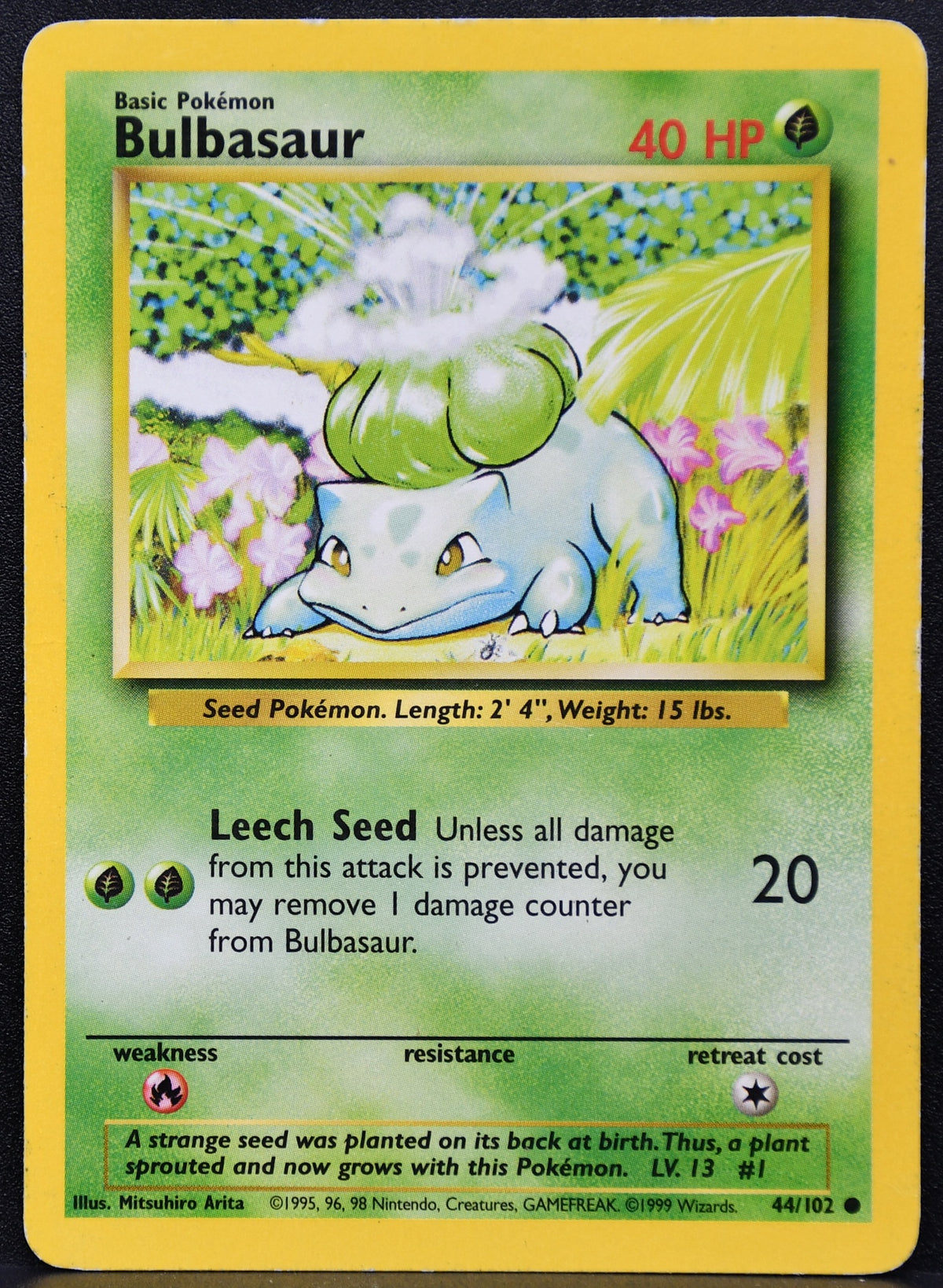 Pokemon TCG Bulbasaur 44/102 Base Set Regular Damaged