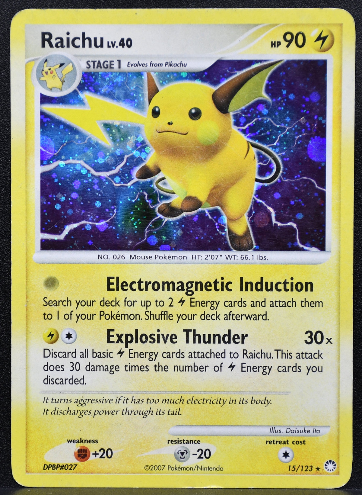 Pokemon TCG Raichu Lv.40 15/123 Mysterious Treasures Holofoil MP
