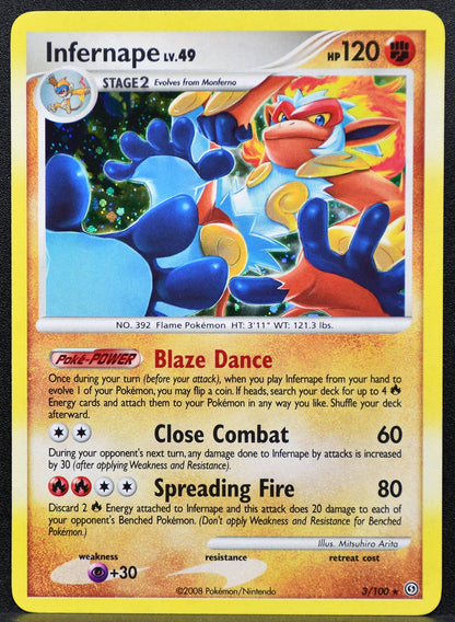 Pokemon TCG Infernape Lv.49 3/100 Stormfront Holofoil NM