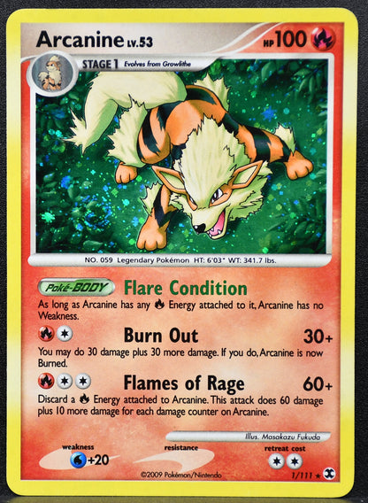 Pokemon TCG Arcanine Lv.53 1/111 Rising Rivals Holofoil LP