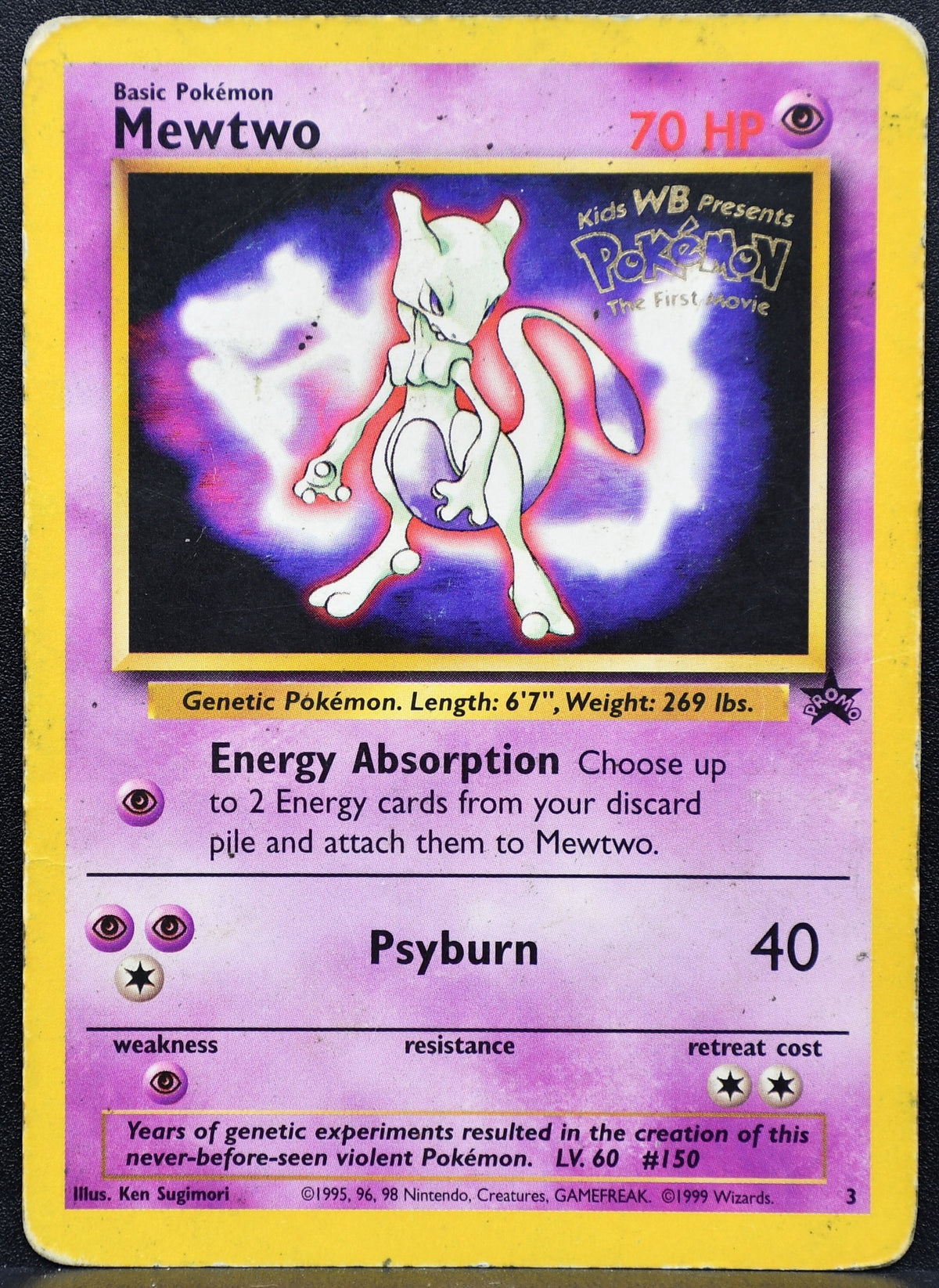 Pokemon TCG Mewtwo 3 Promo Stamped Damaged