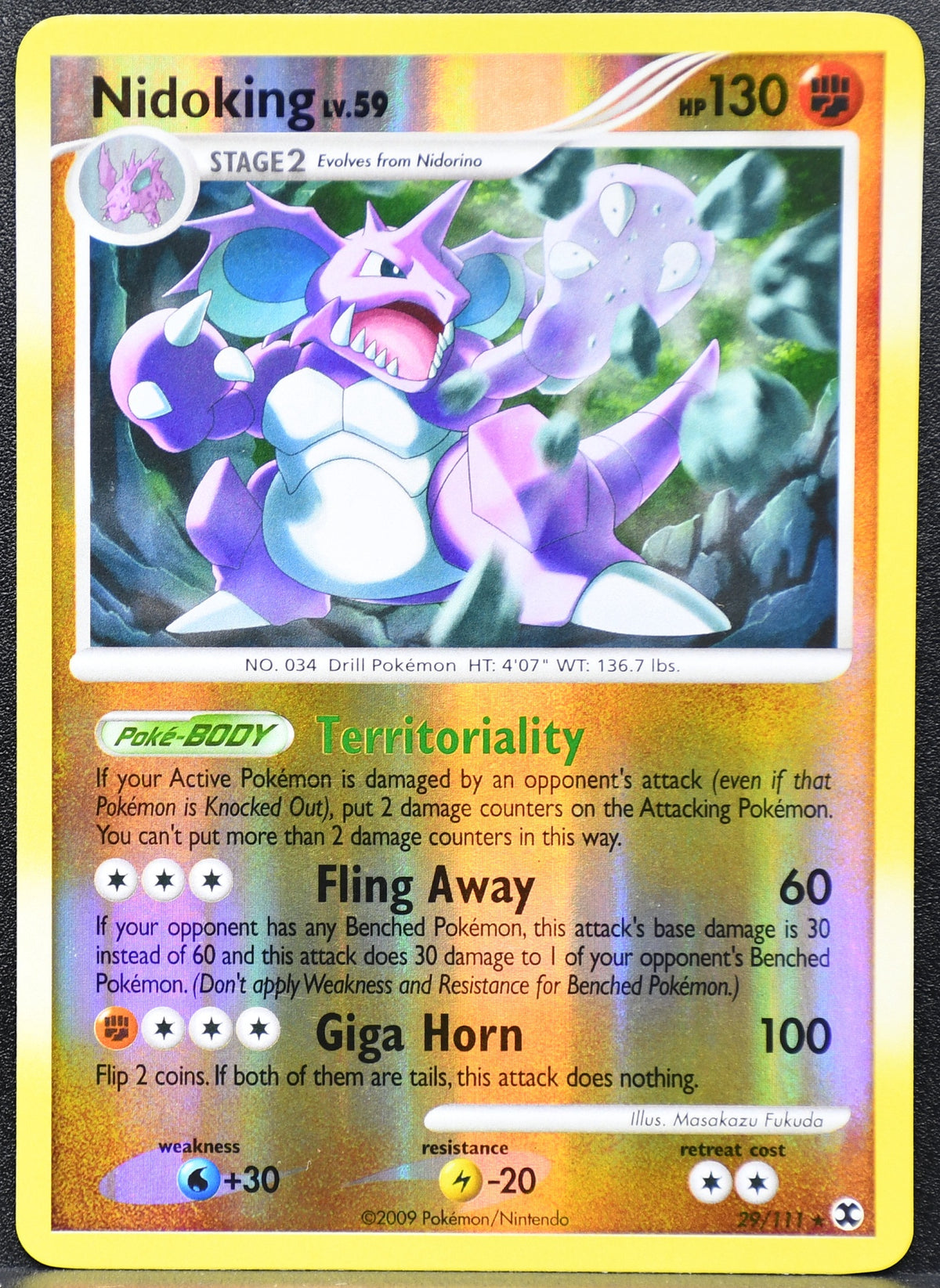 Pokemon TCG Nidoking Lv.59 29/111 Rising Rivals Reverse Holo LP