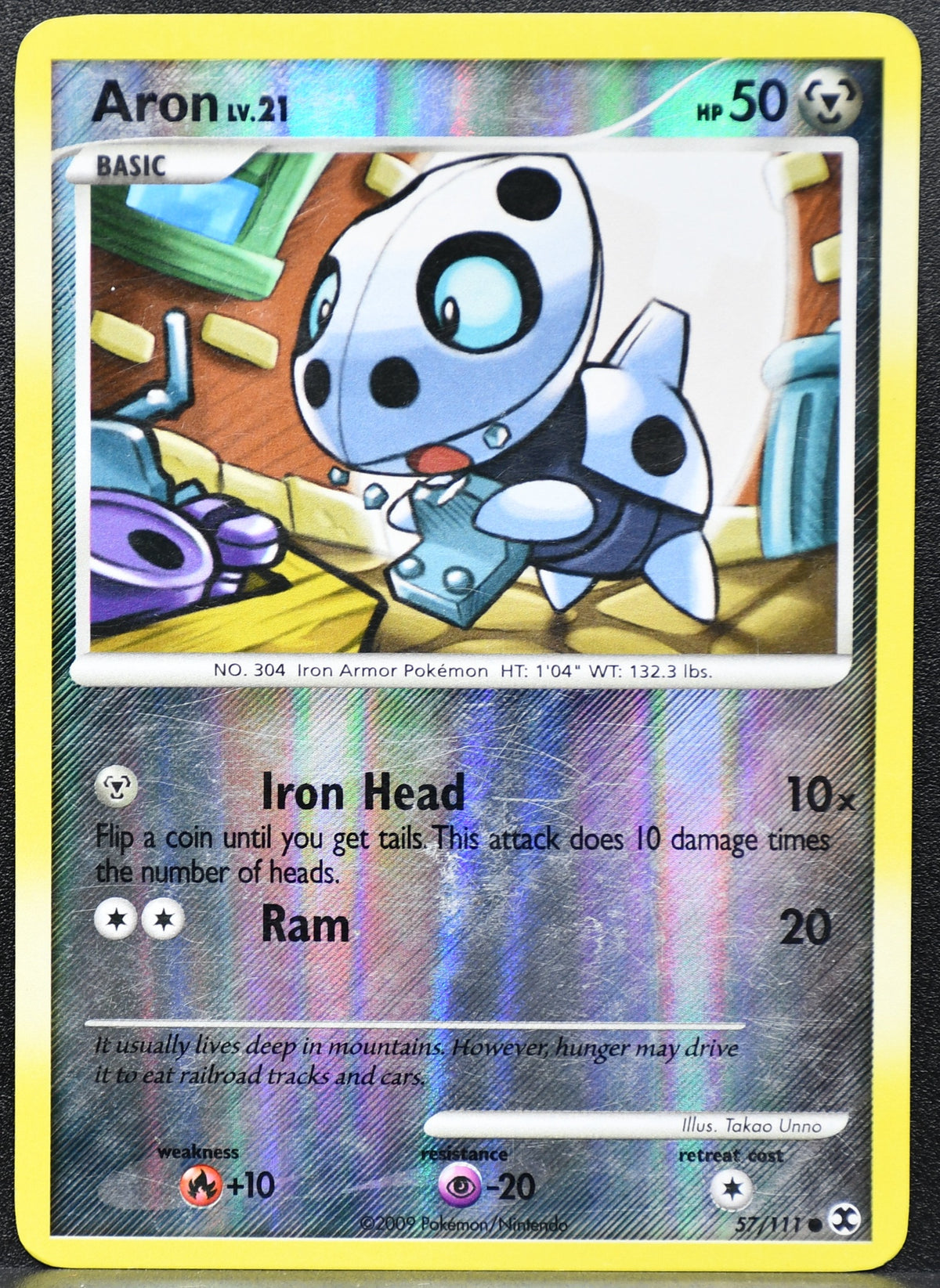 Pokemon TCG Aron Lv.21 57/111 Rising Rivals Reverse Holo MP