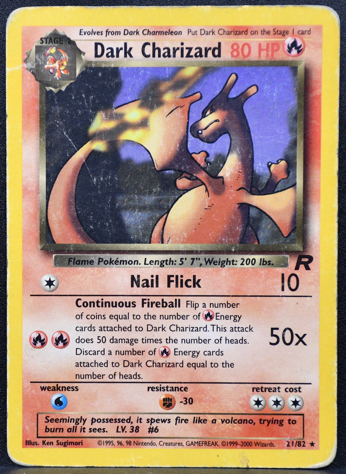 Pokemon TCG Dark Charizard 21/82 Team Rocket Regular Damaged
