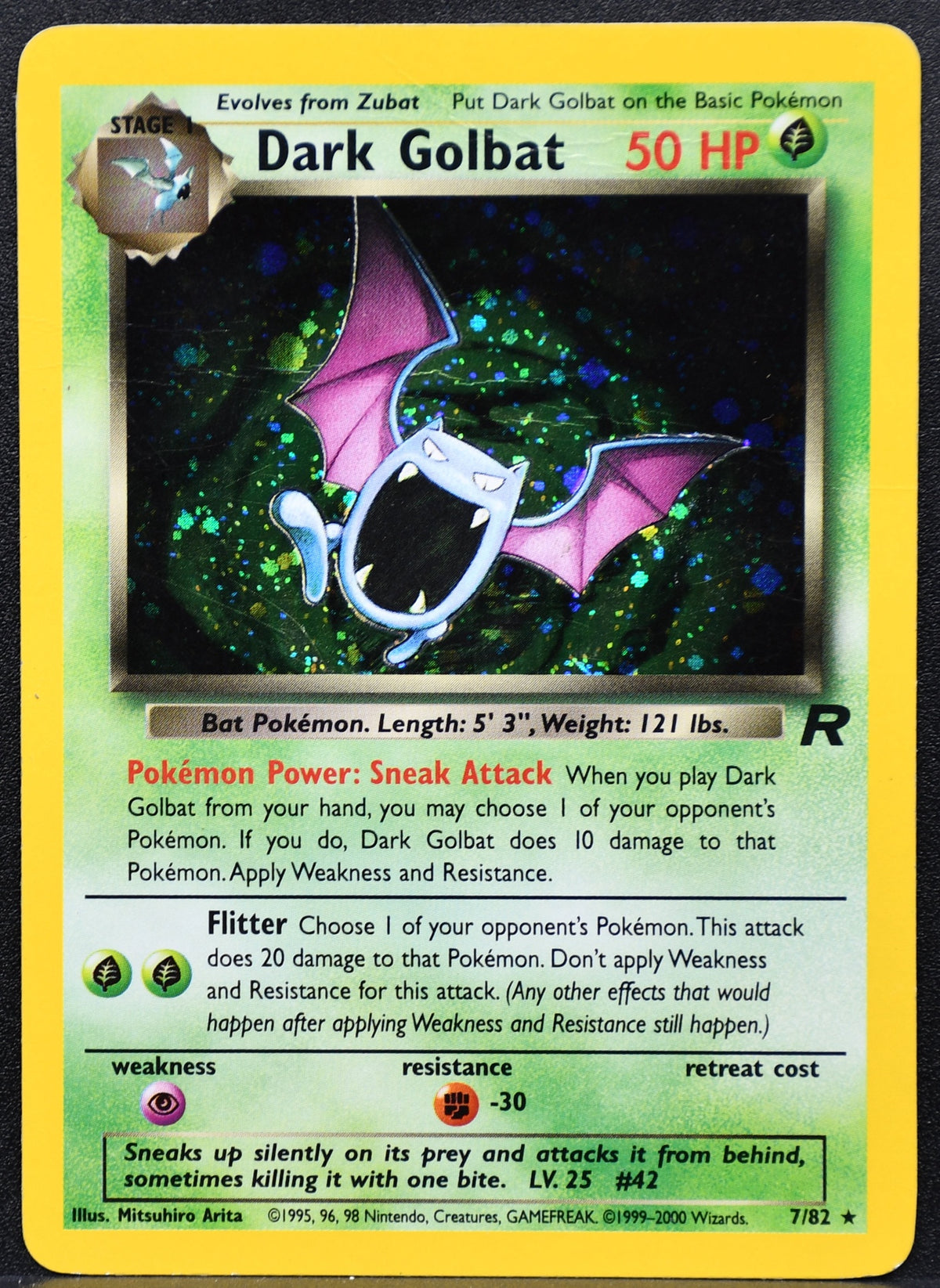 Pokemon TCG Dark Golbat 7/82 Team Rocket Holofoil Damaged