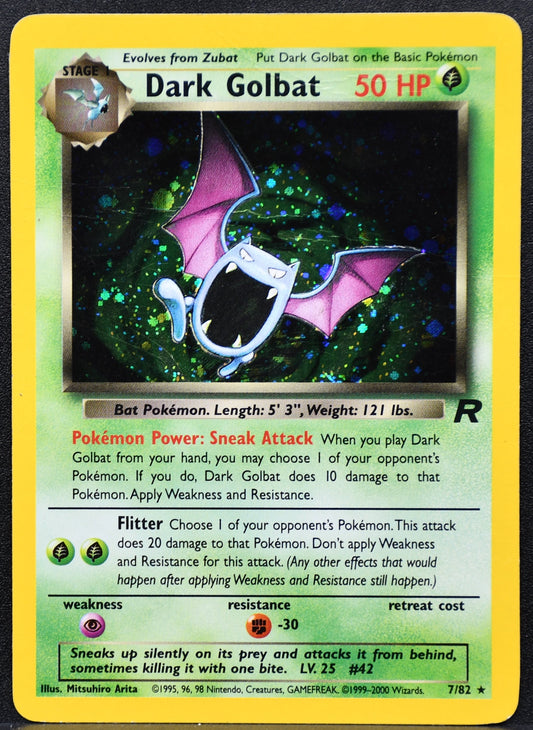 Pokemon TCG Dark Golbat 7/82 Team Rocket Holofoil Damaged