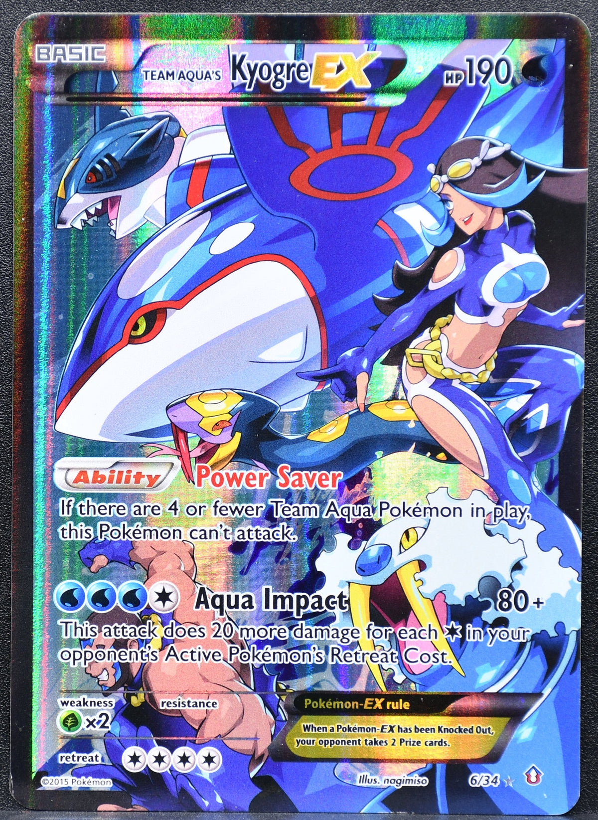 Pokemon TCG Team Aqua's Kyogre EX 6/34 Double Crisis Full Art MP
