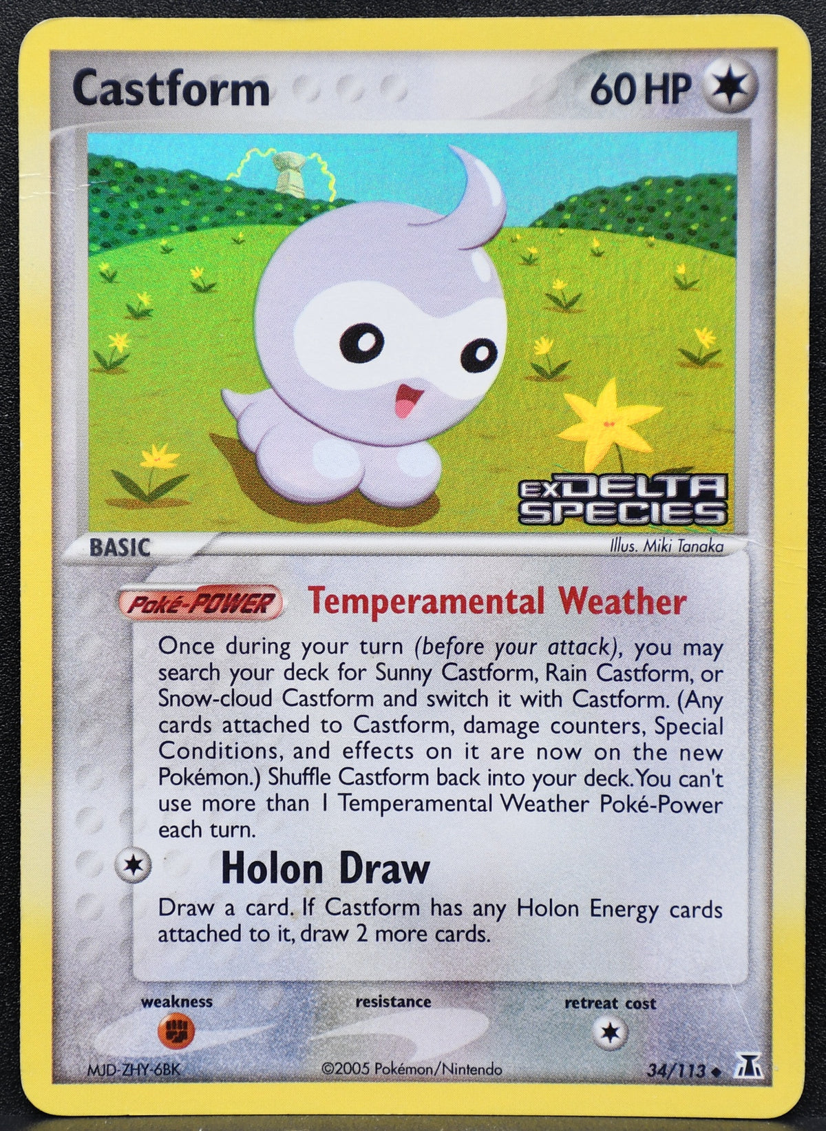 Pokemon TCG Castform 34/113 Ex Delta Species Stamped Holo Damaged
