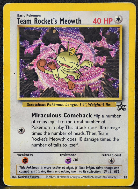 Pokemon TCG Team Rocket's Meowth 18 Promo Black Star Regular HP