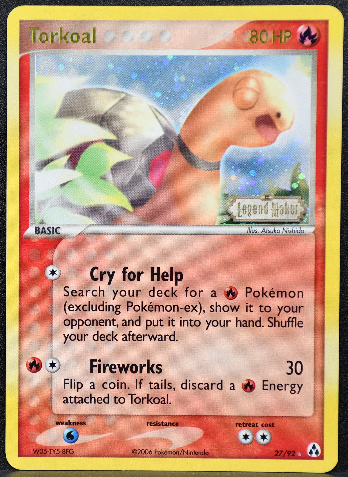 Pokemon TCG Torkoal 27/92 Ex Legend Maker Stamped Holo NM