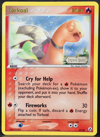 Pokemon TCG Torkoal 27/92 Ex Legend Maker Stamped Holo NM