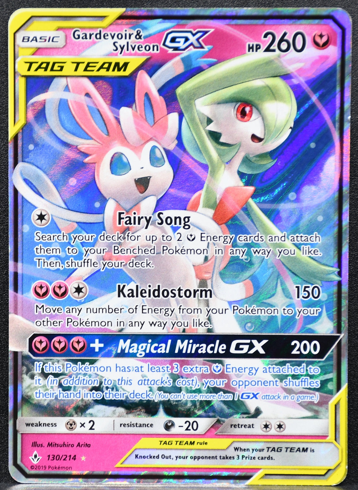 Pokemon TCG Gardevoir & Sylveon GX 130/214 Unbroken Bonds Holofoil LP