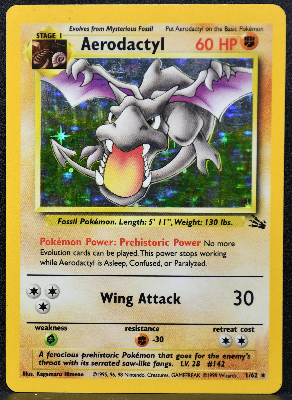 Pokemon TCG Aerodactyl 1/62 Fossil Holofoil MP
