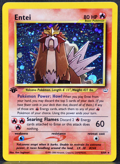 Pokemon TCG Entei First Edition 6/64 Neo Revelation Holofoil HP