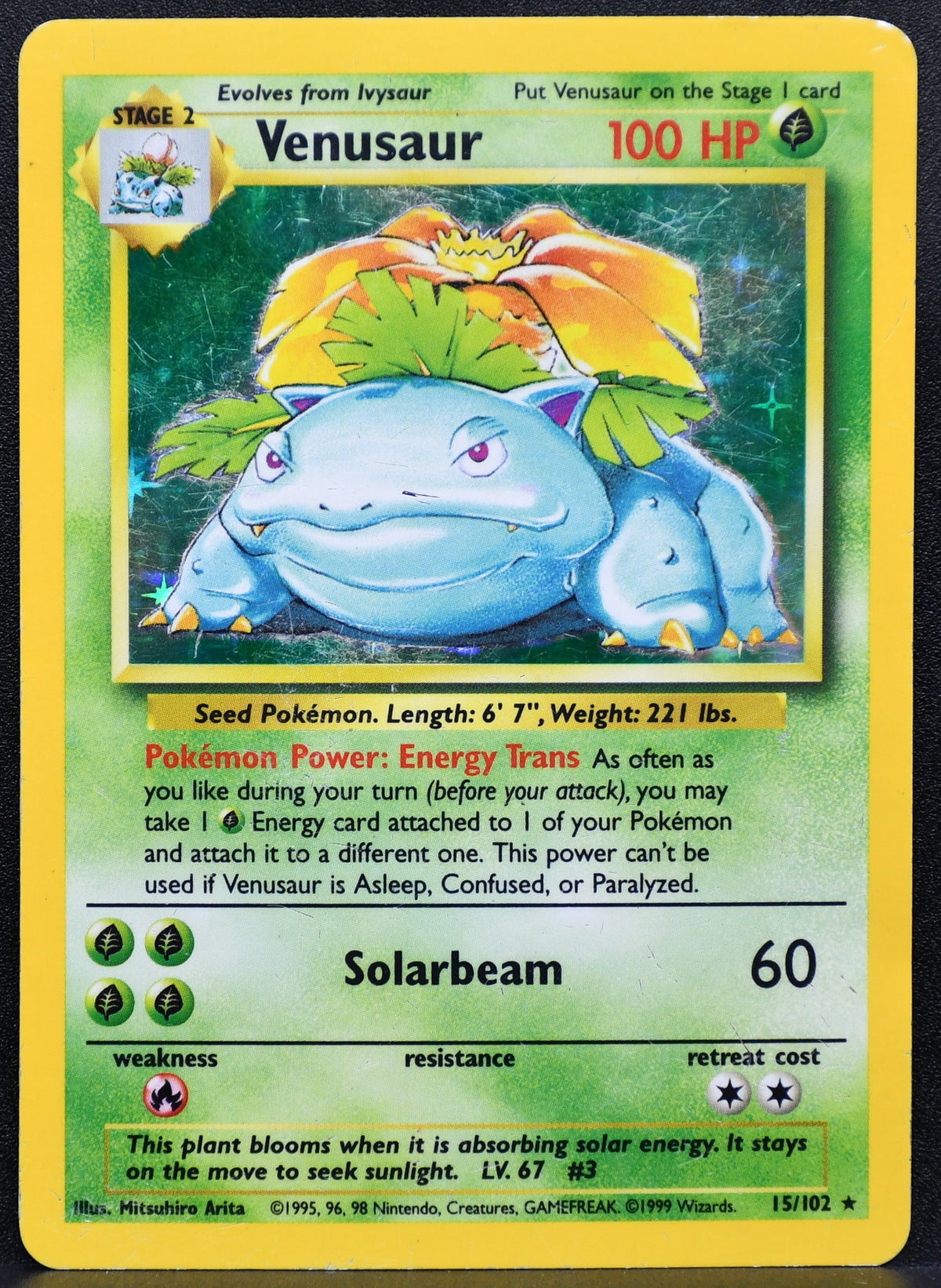 Pokemon TCG Venusaur 15/102 Base Set Holofoil Damaged