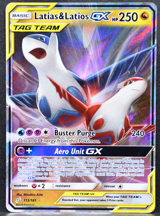 Pokemon TCG Latias & Latios GX 113/181 Team Up Full Art Damaged