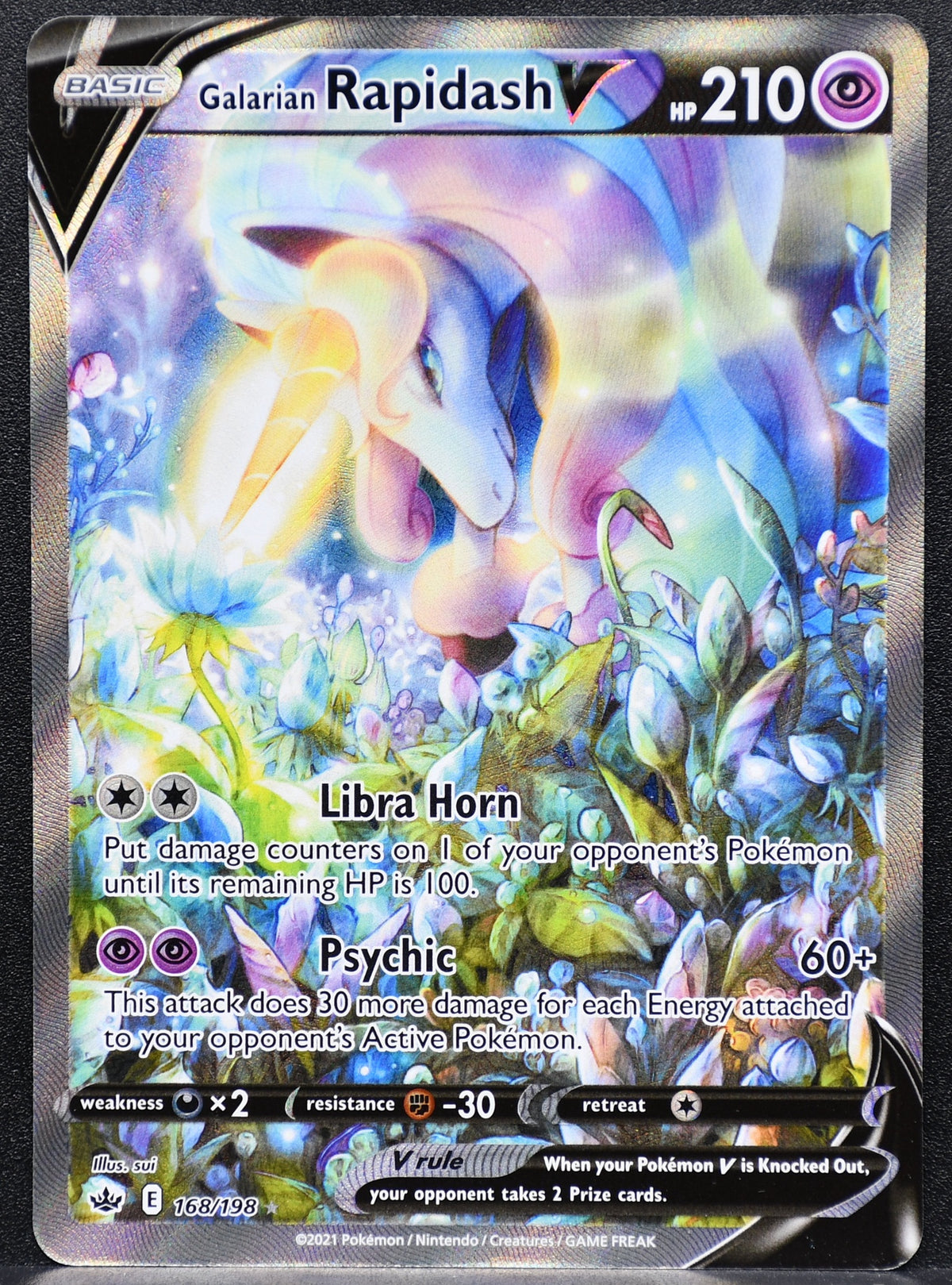 Pokemon TCG Galarian Rapidash V 168/198 Chilling Reign Full Art NM