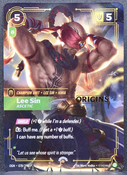 Riftbound Lee Sin Ascetic 078/298 Gold Stamped Origins Release Promo NM