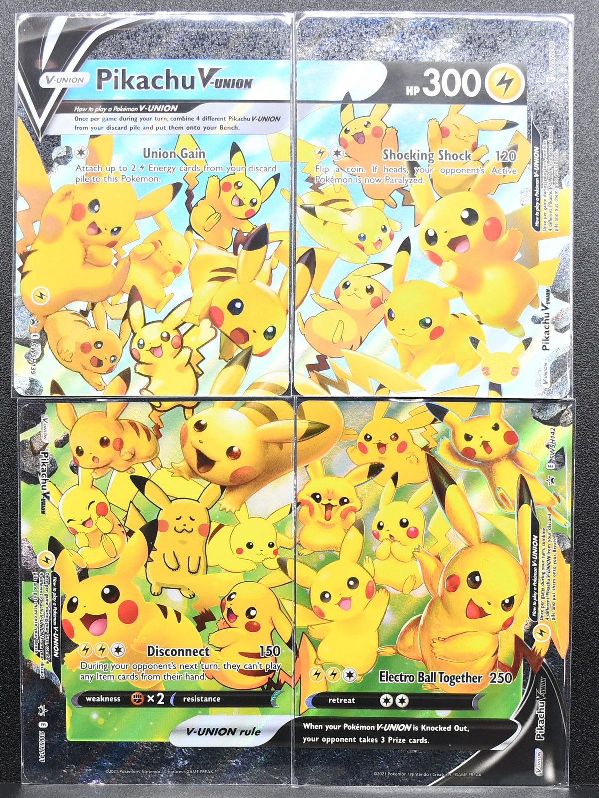 Pokemon TCG Pikachu V-Union SWSH139-142 Black Star Promo Complete NM